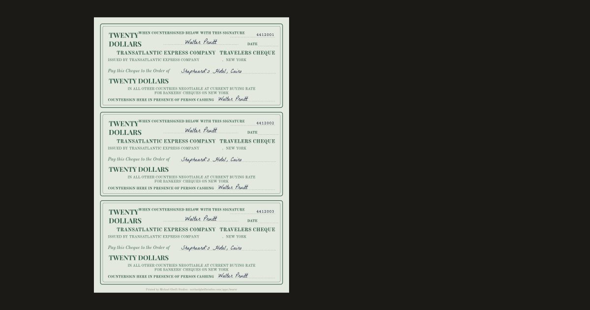 Traveller's cheques: Walter Pruitt