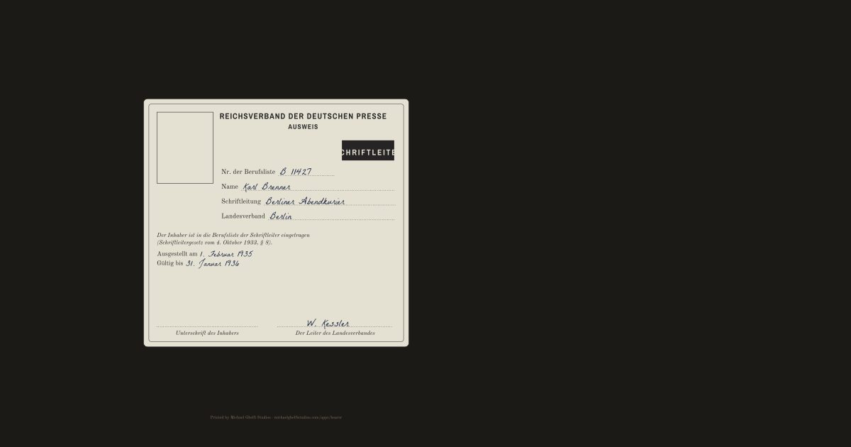 The German press card: Karl Brenner