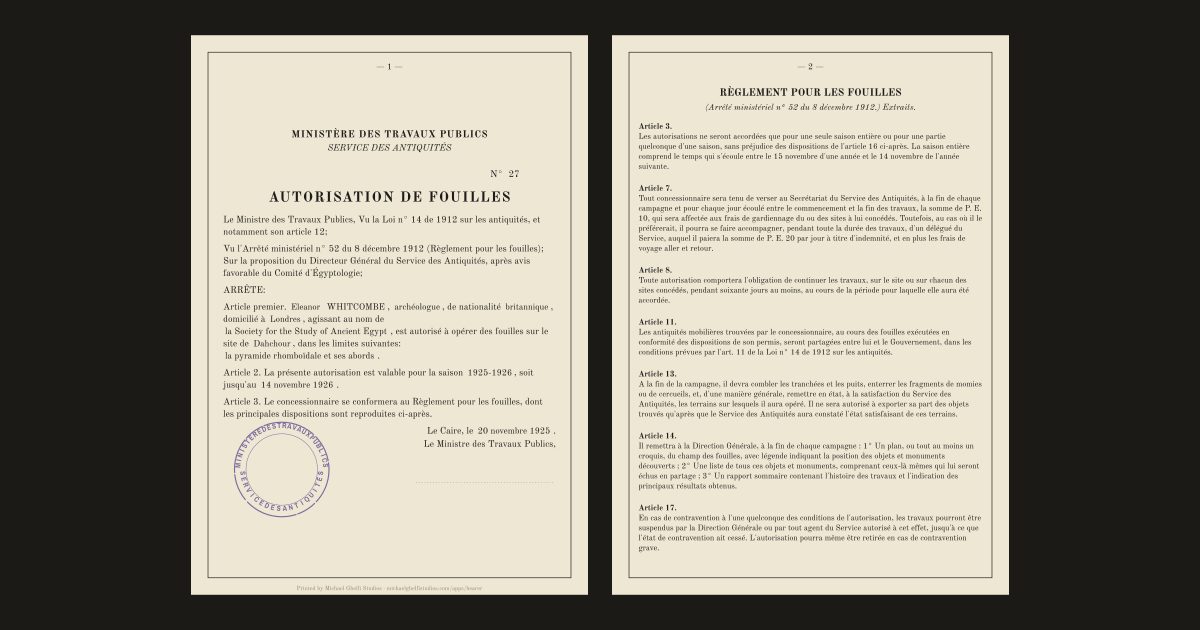 The Egyptian permit to dig, 1912 to 1939: Eleanor WHITCOMBE