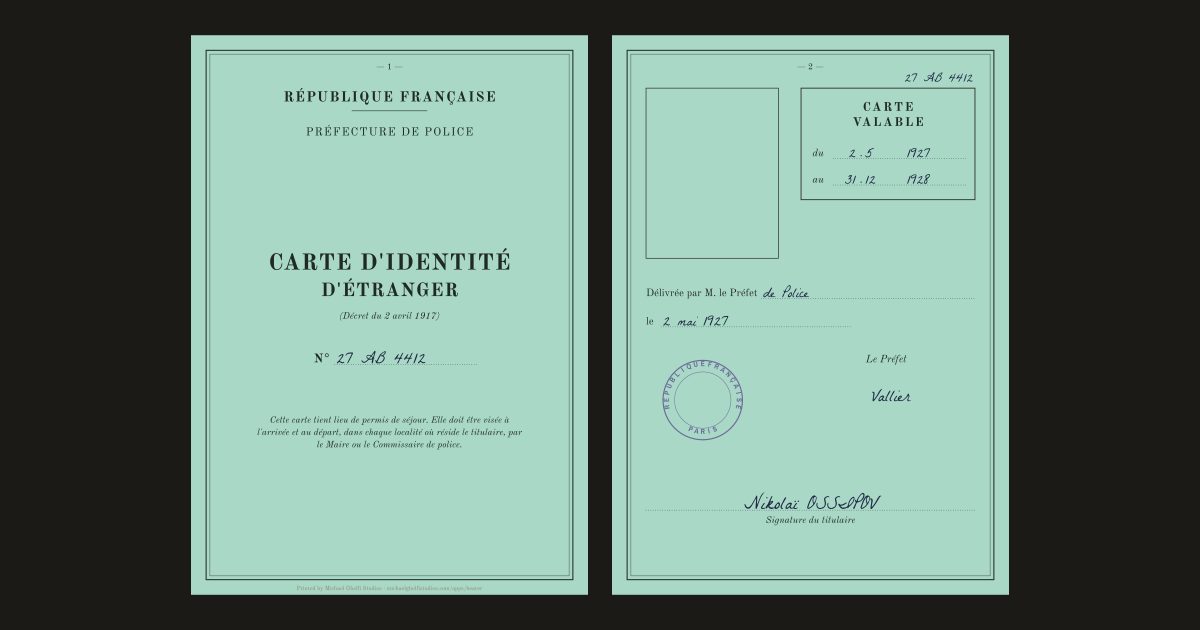 The French foreigner's identity card: Nikolaï OSSIPOV