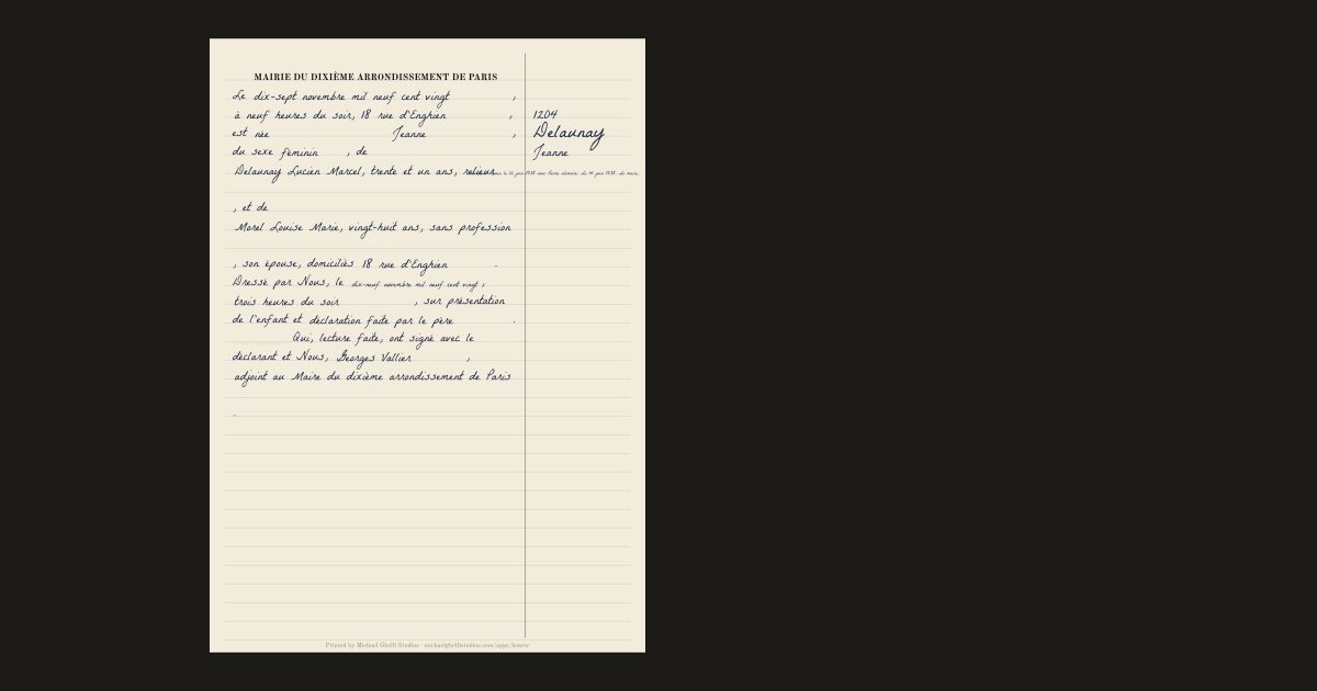 Birth certificates by country: Jeanne Delaunay