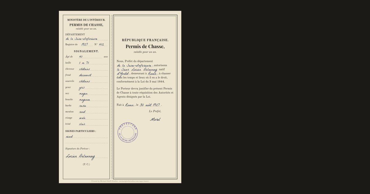 The French hunting permit: Lucien Delaunay