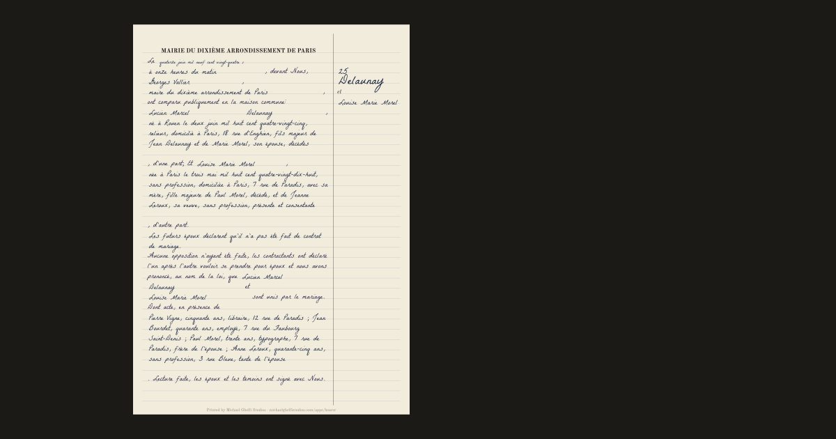Marriage certificates by country: Lucien Marcel Delaunay