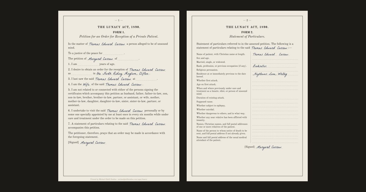 The reception order: Thomas Edward Carrow