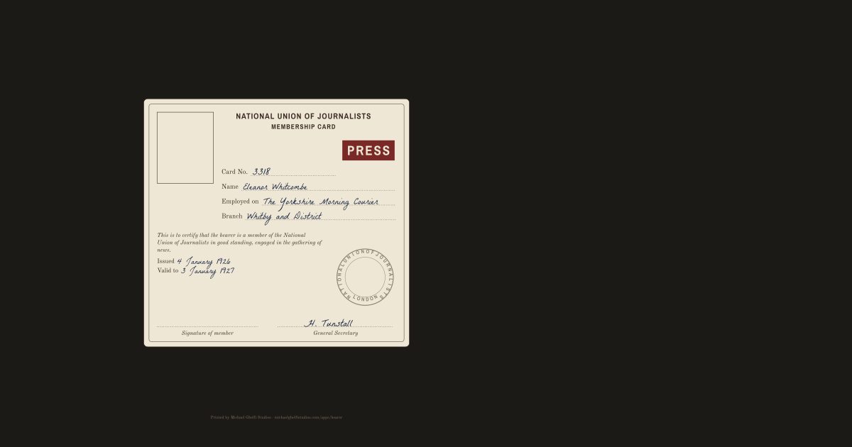 The British press card: Eleanor Whitcombe