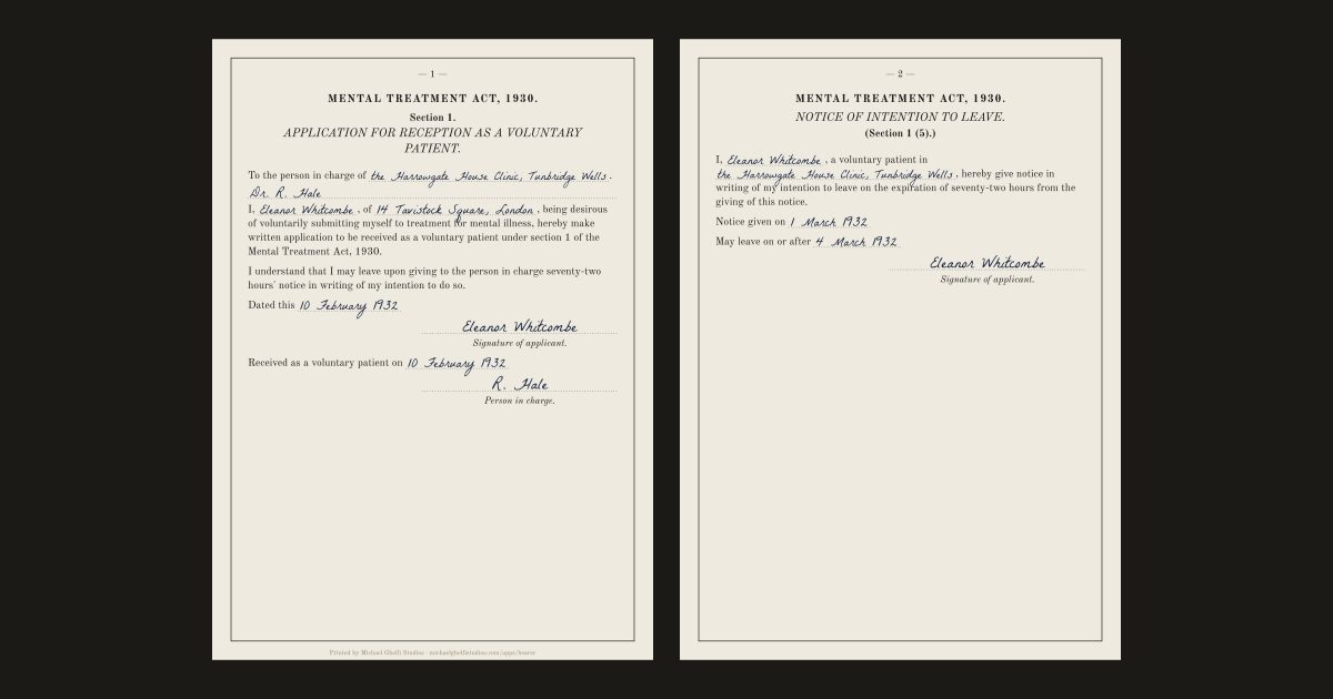 The voluntary patient of 1930: Eleanor Whitcombe