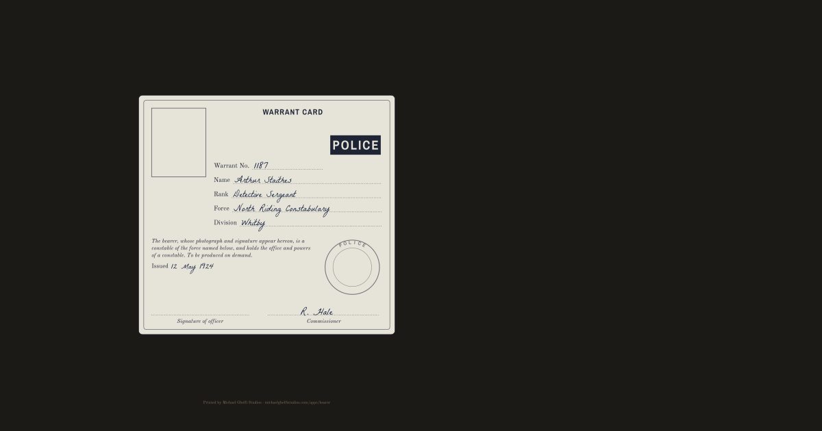 The police warrant card: Arthur Staithes