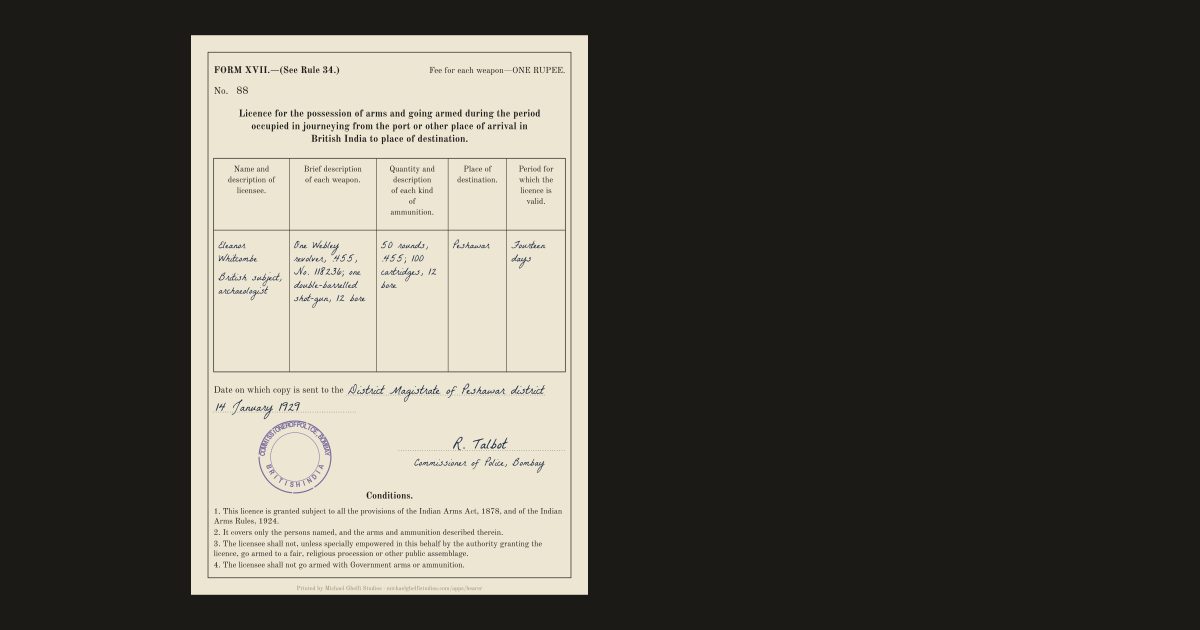 The Indian traveller's arms licence: Eleanor Whitcombe