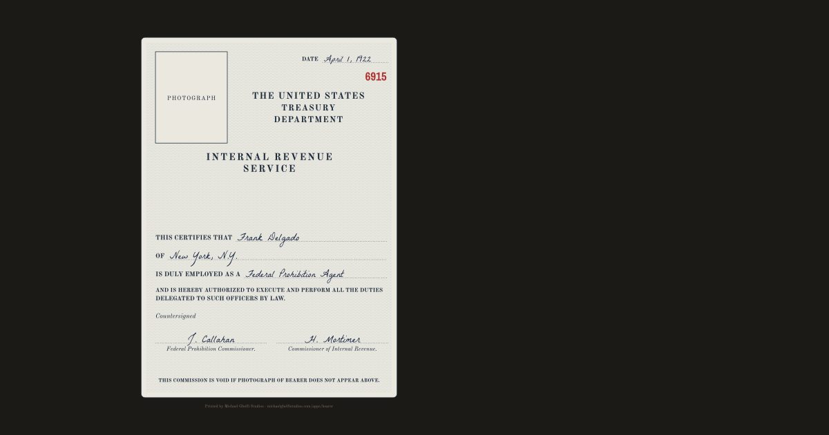 The Prohibition agent's commission: Frank Delgado