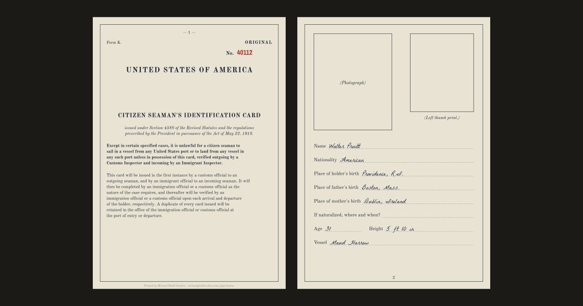 The Citizen Seaman's Identification Card: Walter Pruitt