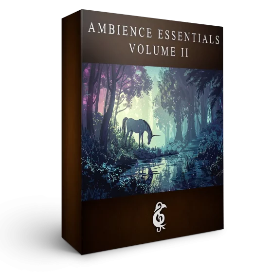 A 3D render of an album box labeled Ambience Essentials Volume II. Published by Michael Ghelfi Studios (MGS).