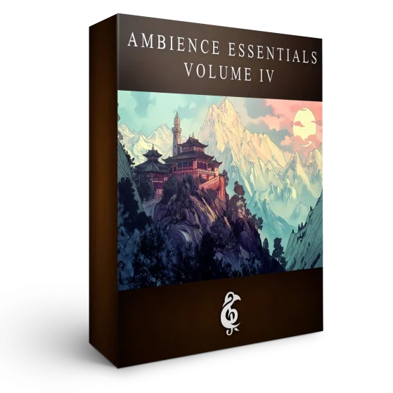 A 3D render of an album box labeled Ambience Essentials Volume IV. Published by Michael Ghelfi Studios (MGS).