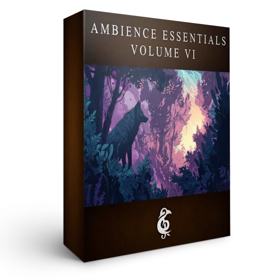 A 3D render of an album box labeled Ambience Essentials Volume VI. Published by Michael Ghelfi Studios (MGS).