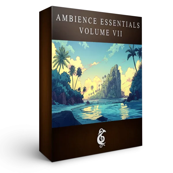 A 3D render of an album box labeled Ambience Essentials Volume VII. Published by Michael Ghelfi Studios (MGS).