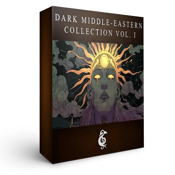 A 3D render of an album box labeled Dark Middle-Eastern Collection Vol. I. Published by Michael Ghelfi Studios (MGS).