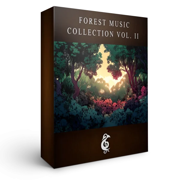 A 3D render of an album box labeled Forest Music Collection Vol. II. Published by Michael Ghelfi Studios (MGS).