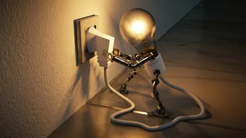 A composite photo showing a lightbulb creature plugging itself on the outlet. Illustrates [alt text].