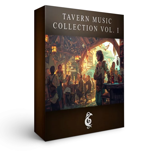 A 3D render of an album box labeled Tavern Music Collection Vol. I. Published by Michael Ghelfi Studios (MGS).