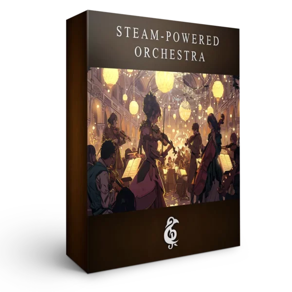 A 3D graphic for the album Steam-Powered Orchestra". Illustrates [alt text].