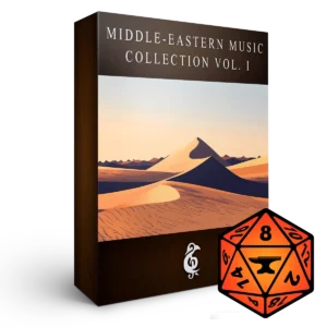 A 3D graphic for the album "Middle-Eastern Music Collection Vol. I" with the FoundryVTT logo. Illustrates [alt text].