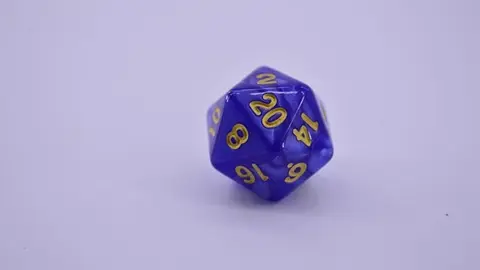 A photo of a D20 die from TTRPG. Illustrates [alt text].