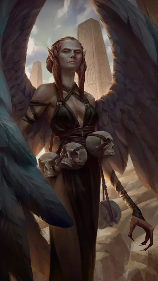 An original artwork by NathanParkArt showcasing a fantasy harpy. Illustrates [alt text].