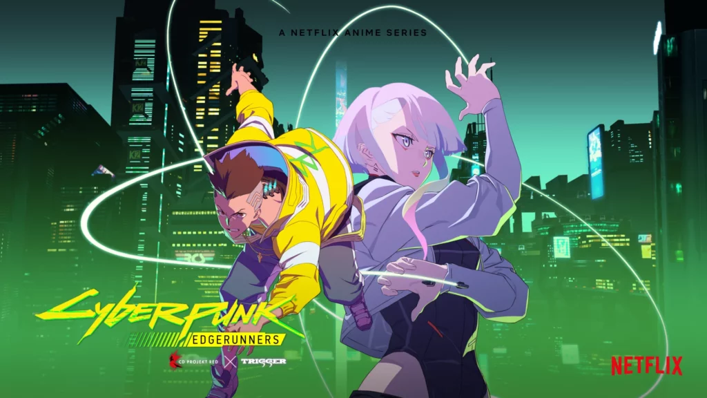Edgerunners-Keyart1 Promotional image for the Cyberpunk: Edgerunners series.