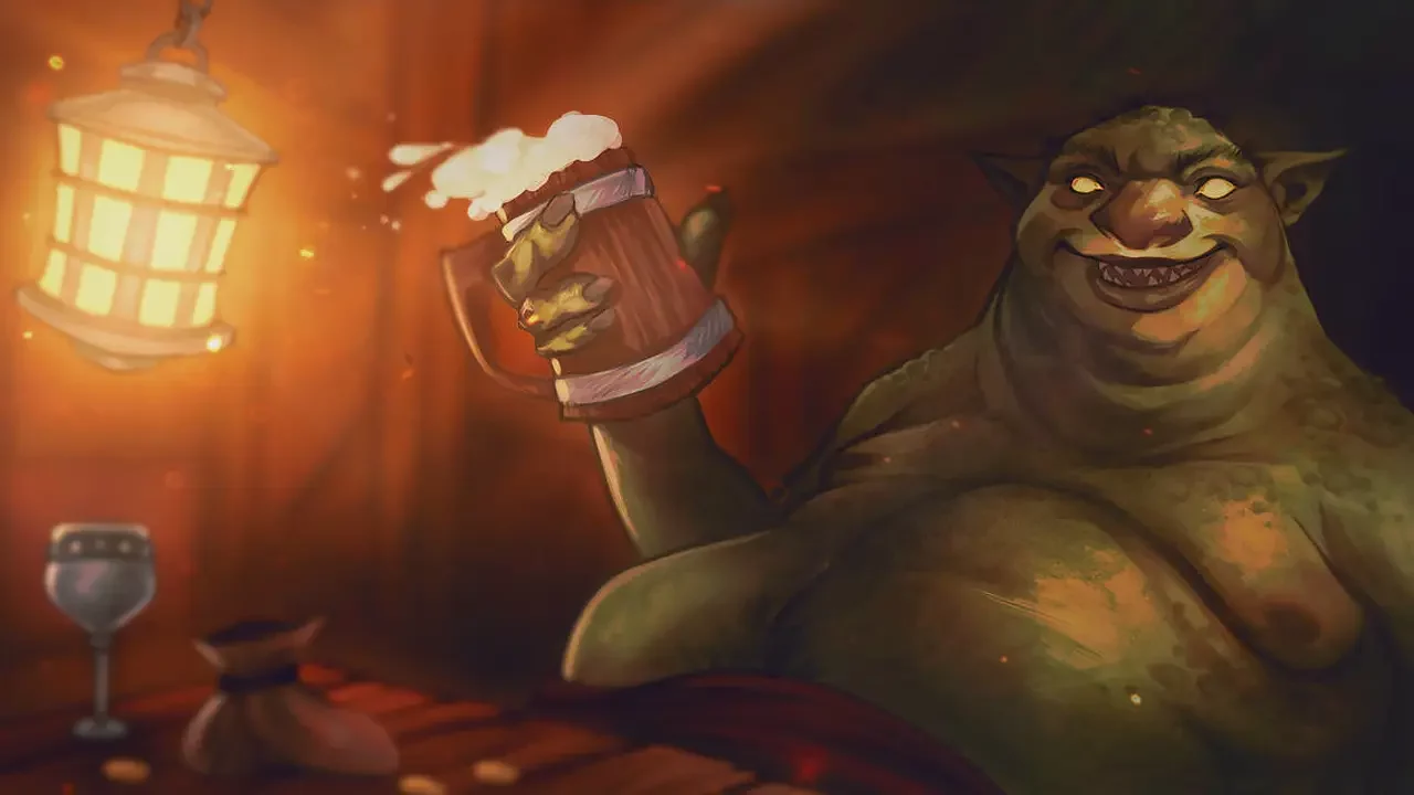 A 2D digital painting of a fat ogre. Made with Sketchbook Pro. Illustrates the concept of the "quantum ogre."