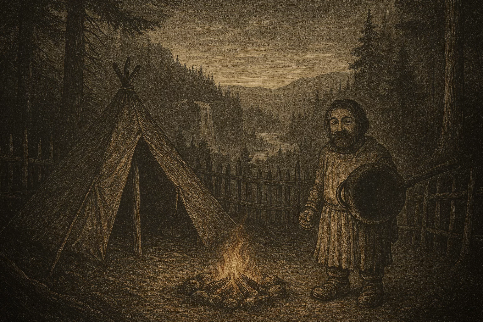 A watchful cook arms himself as you approach him. Intended to display the power of Environmental Worldbuilding.