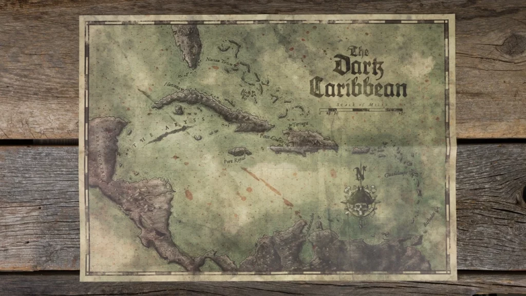 Limithron's Pirate Borg Dark Caribbean map