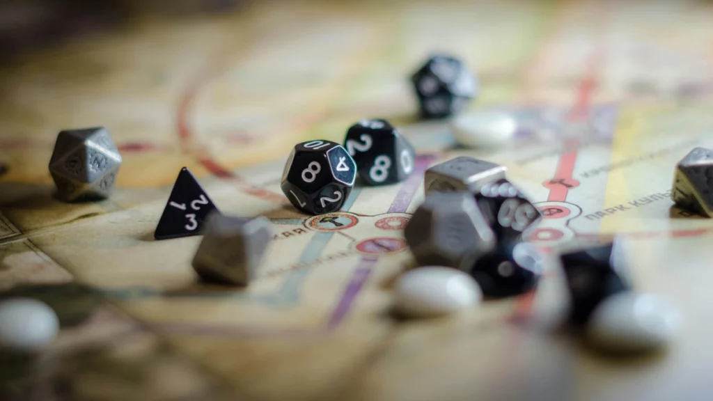 A collection of polyhedral dice.