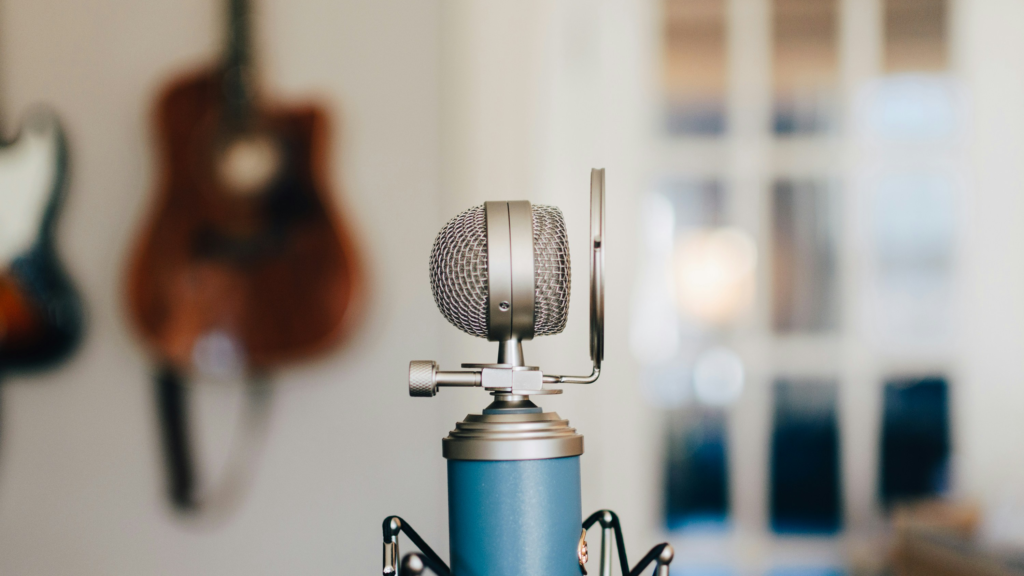 Black and gray condenser microphone. Themes of remote TTRPG.