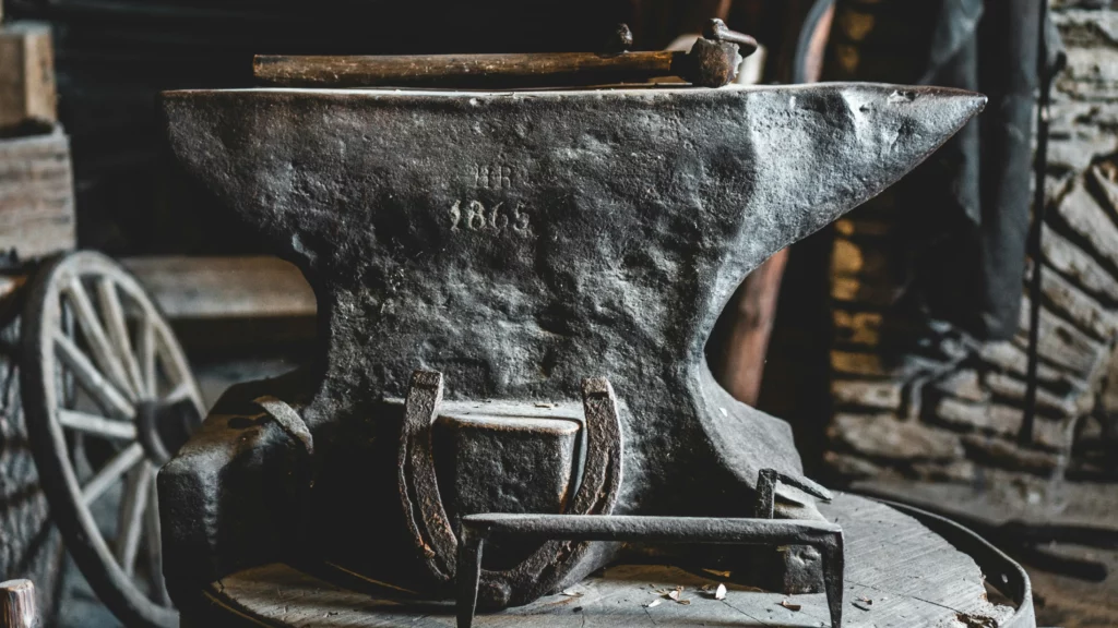 Black metal anvil.