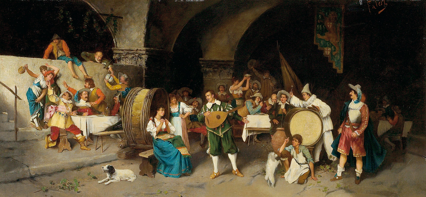 A festive gathering in a tavern