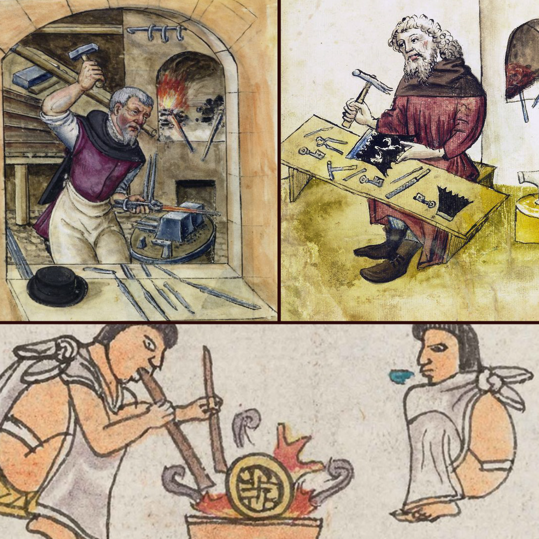 the-different-smiths Blacksmith, goldsmith, and locksmith working metal