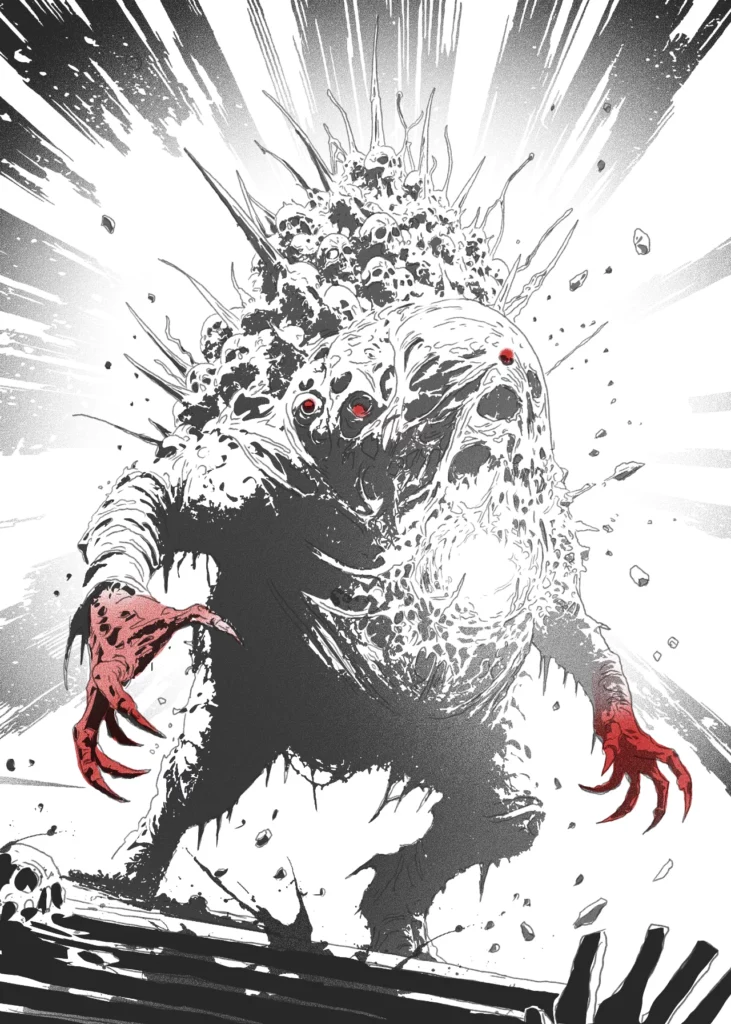 Crows artwork by Joseba Alexander of a diseased monster.
