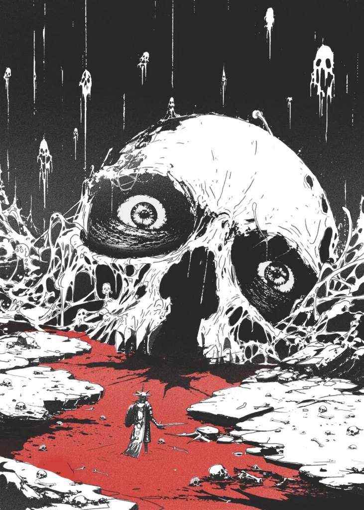 Crows artwork by Joseba Alexander of a skull boss monster.